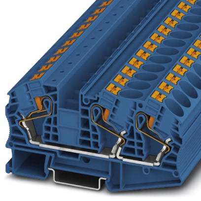 Phoenix Contact Multi-Conductor Terminal Block; PT 16-TWIN N BU ; 85A; 600V; 1-Level; #20 - #4; Push-In Connection; Blue